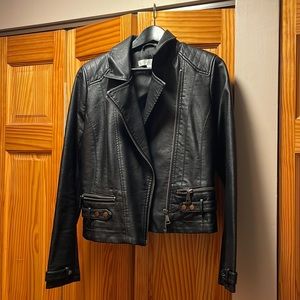 New York & Company Black Leather Jacket Sz M